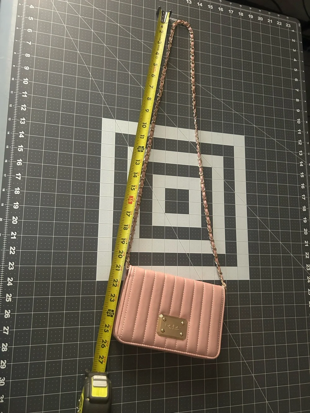 bebe Quilted Pink Crossbody with Gold Chain